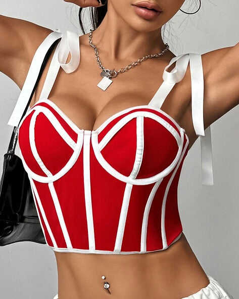 Tie-Up Mesh Corset Top