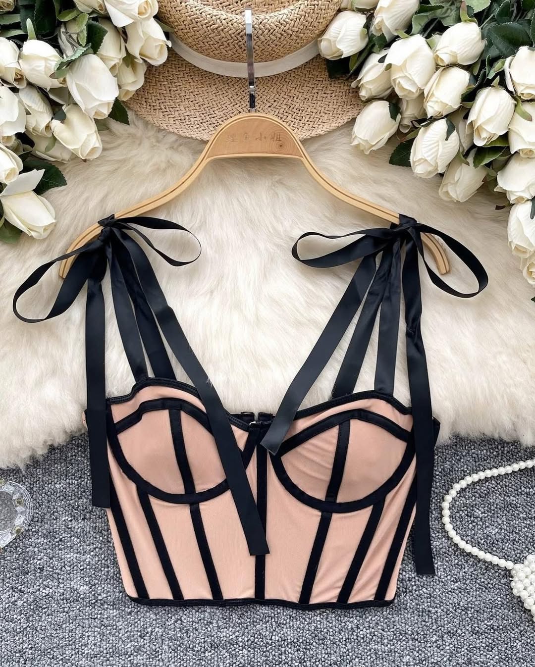 Tie-Up Mesh Corset Top