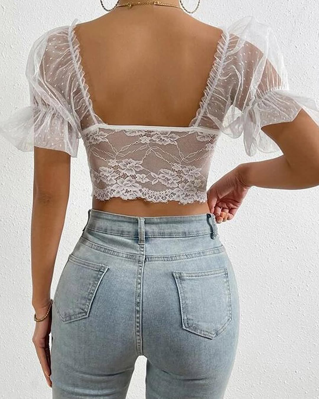 Transparent Lacy Deep Neck Corset