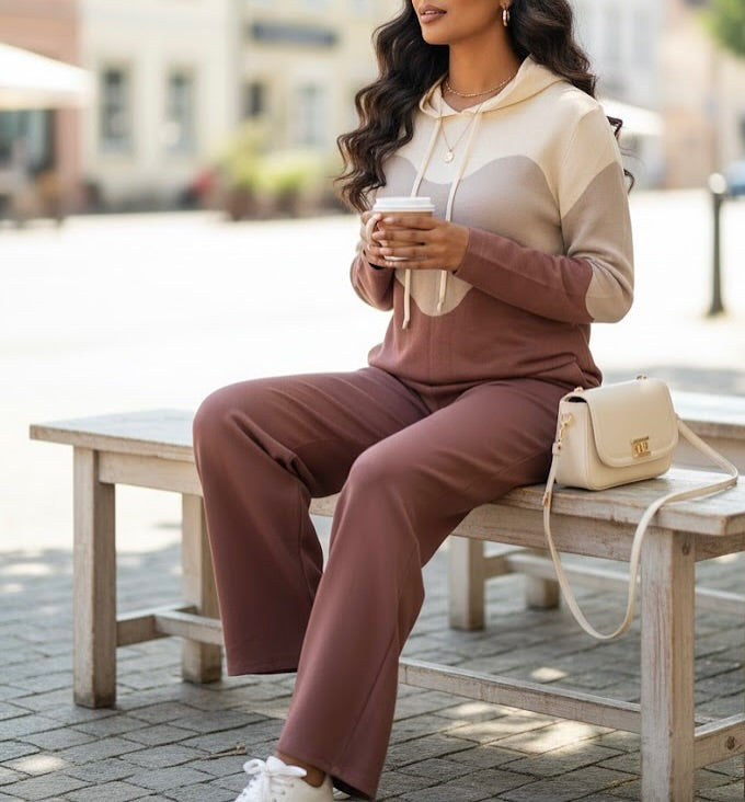 Wavy Knitted Hoodie Coord Set