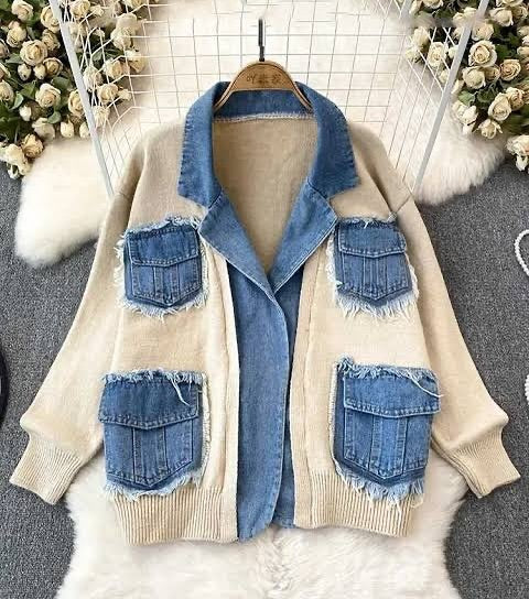 Zavi Denim Patchwork Cardigan