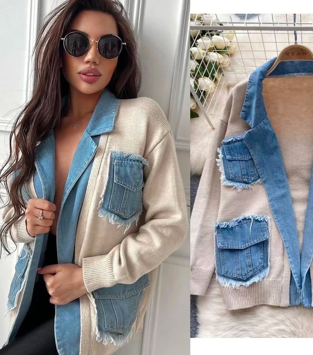 Zavi Denim Patchwork Cardigan