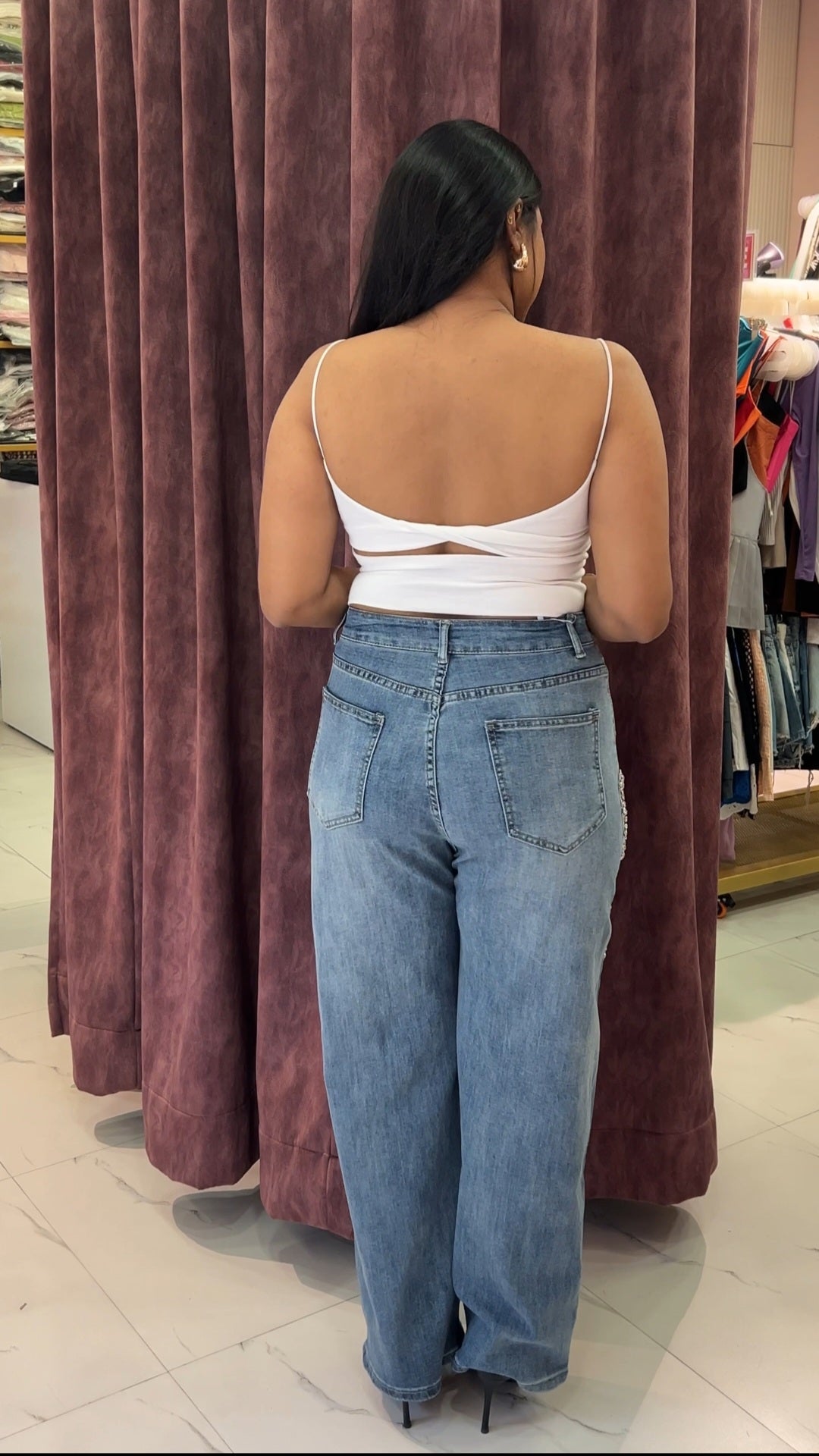 Studded Bow Denim Jean