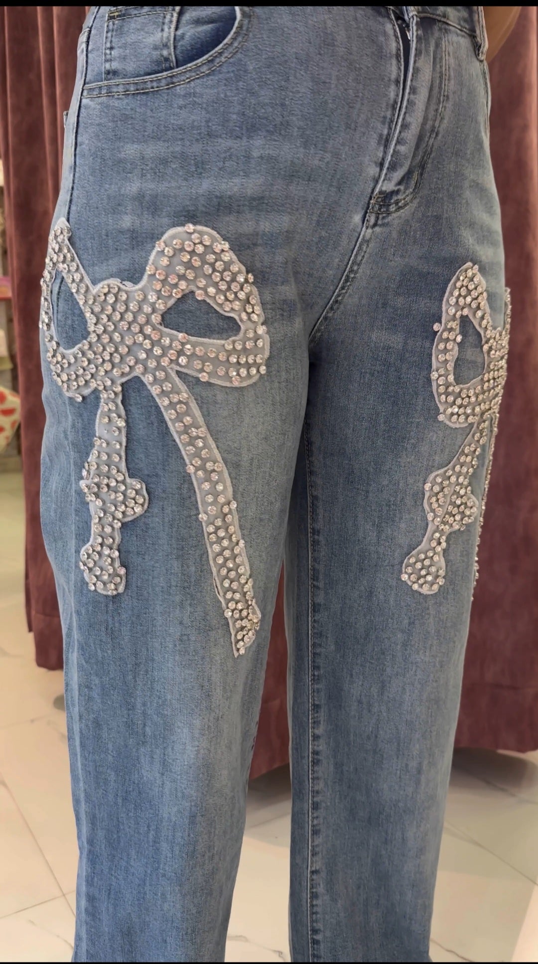 Studded Bow Denim Jean