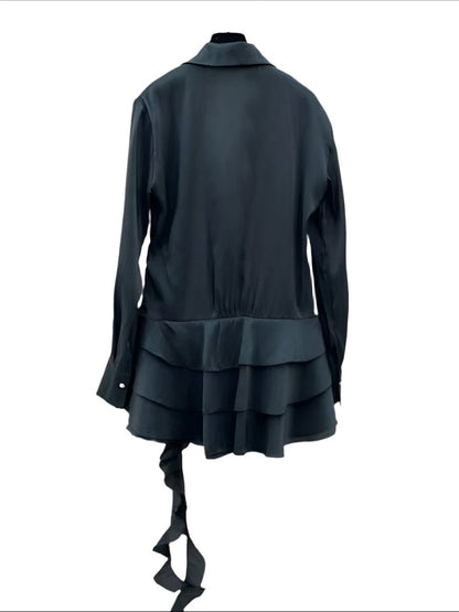 ALINA LONG SLEEVE COLLARED RUFFLE MINI DRESS
