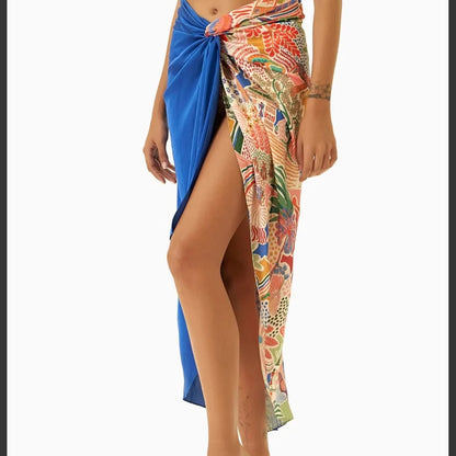 Addery Blue One-Shoulder Monokini with Cover Up