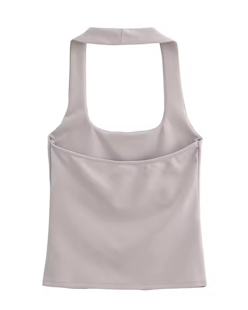 Beatrice Halter Top with Belted Flared Interlock Pant Coord Set