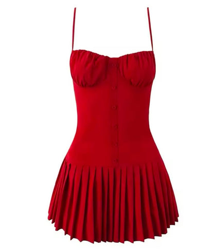 Button Pleated Dress