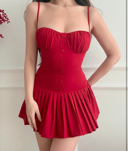 Button Pleated Dress