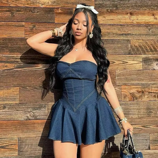 Denim Corset Tube Dress