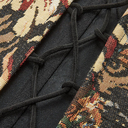 Floral Drawstring Jacquard Corset