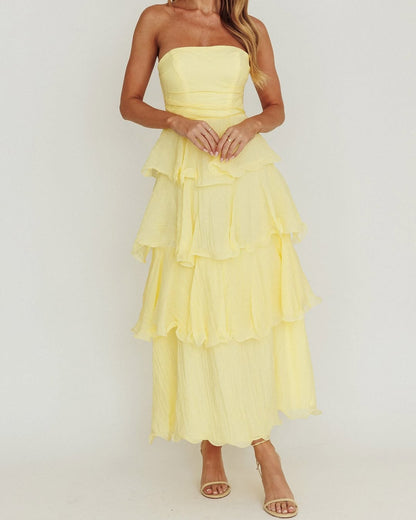 GIAVANA STRAPLESS LAYERED MIDI DRESS