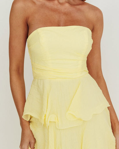GIAVANA STRAPLESS LAYERED MIDI DRESS
