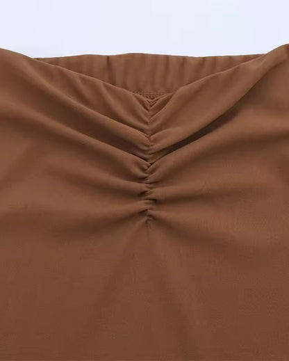 Graciela Asymmetric Crop Top with Gathered Skirt Twin Set