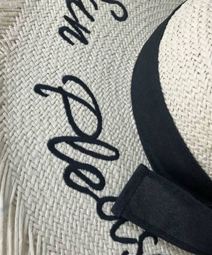 Embroidery lettering wide brim sun beach Hat