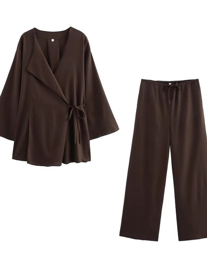 Linen Surplice Kimono Coord Set