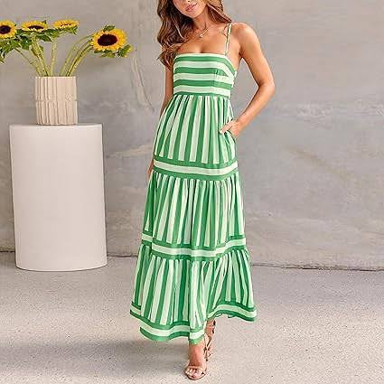 Lola Striped Back Smocked Maxi Dress