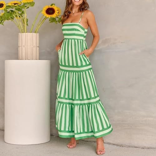Lola Striped Back Smocked Maxi Dress