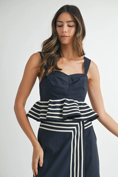 Nera Peplum Top with Wrap Waist Skirt Set