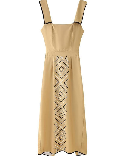 PRINTED BACK KNOT MIDI DRESS