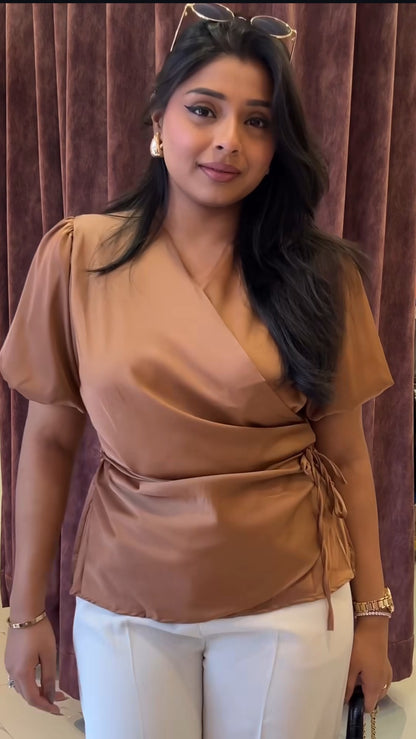 Satin Wrap Top