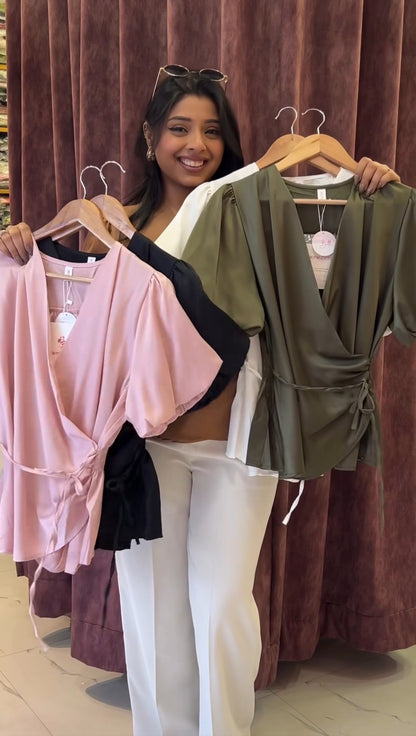 Satin Wrap Top