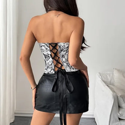 Jacquard Corset Tube Top