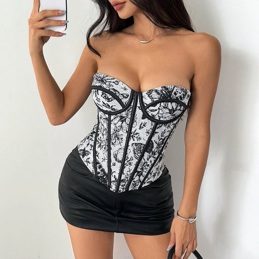 Jacquard Corset Tube Top