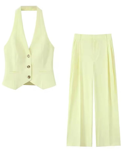 Delphi Halter Waistcoat with Double Pleat Trouser Set