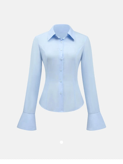 Lace Up Placket Blouse Shirt