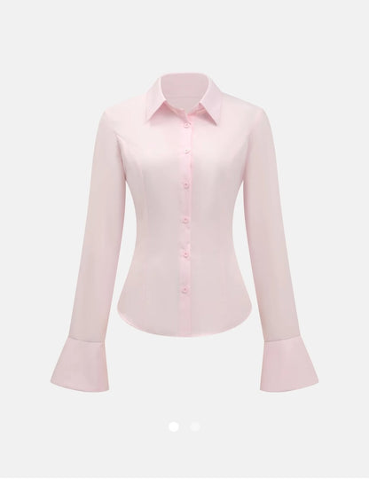 Lace Up Placket Blouse Shirt