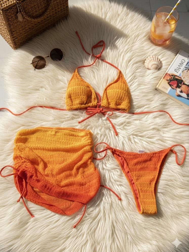 Sun Kissed Dual Shaded 3 Pc Bikini Set