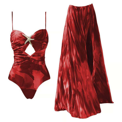 Starfish Monokini and Sheer Skirt Set