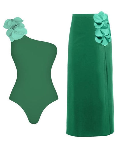 Pablo One Shoulder Monokini with Skirt Set