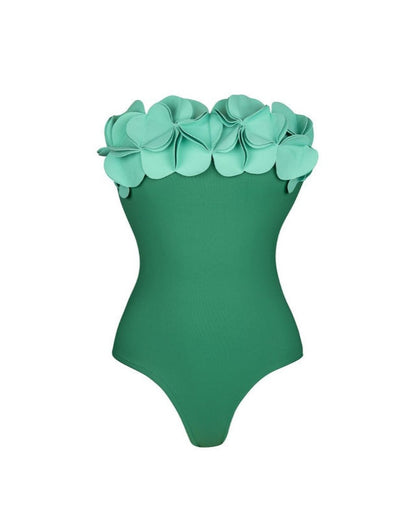 Floral Appliqué Monokini with Skirt Set