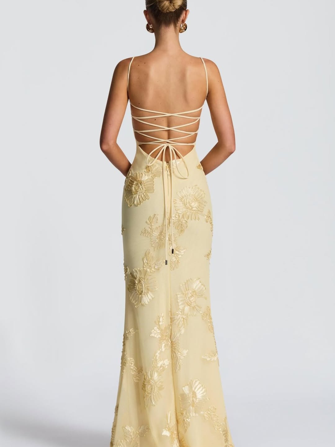 Émeline Floral Appliqué Corset Maxi Dress