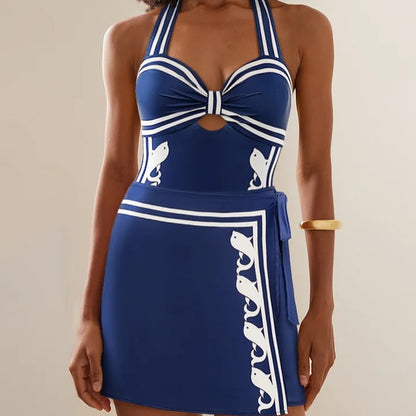 Riviera Wave Monokini with Wrap Skirt Set