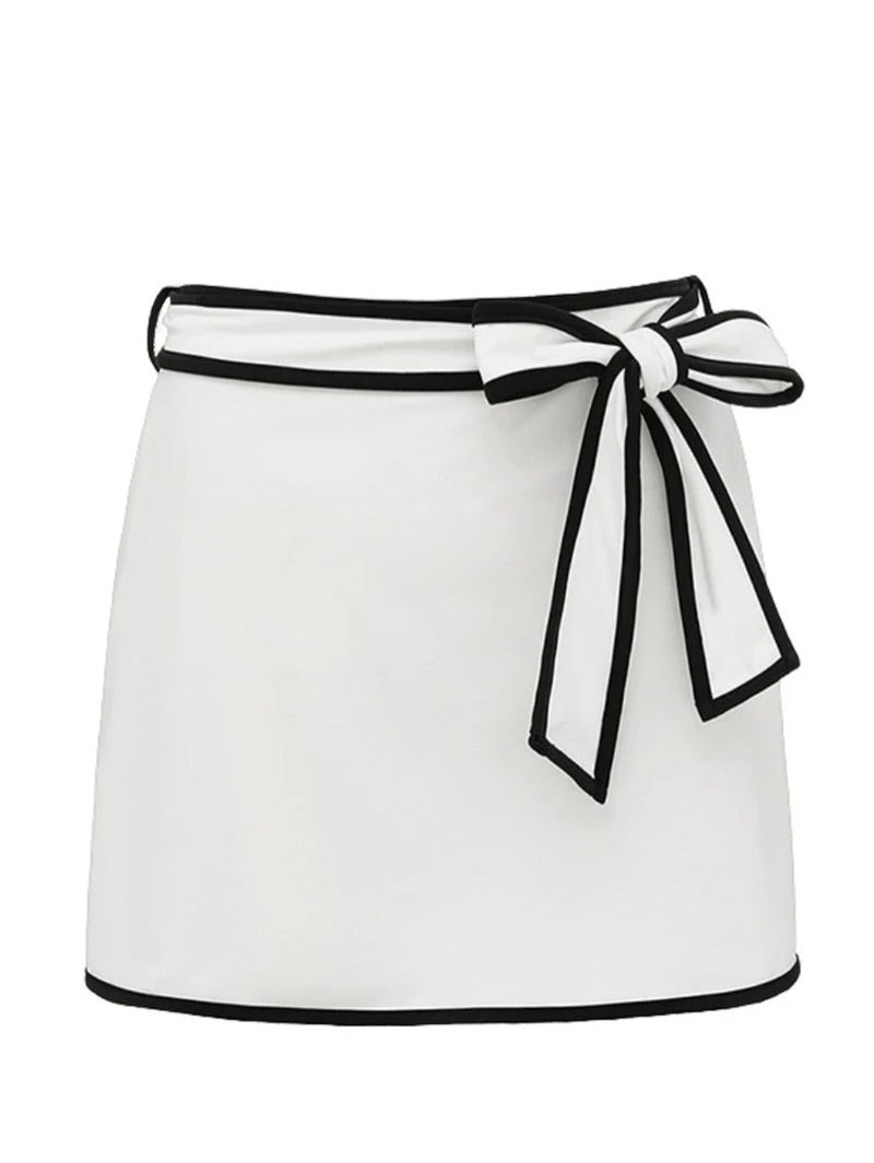 Contris Monokini Swimsuit with Bow and Pareo Skirt Set