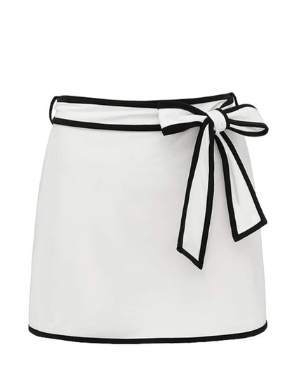 Contris Monokini Swimsuit with Bow and Pareo Skirt Set