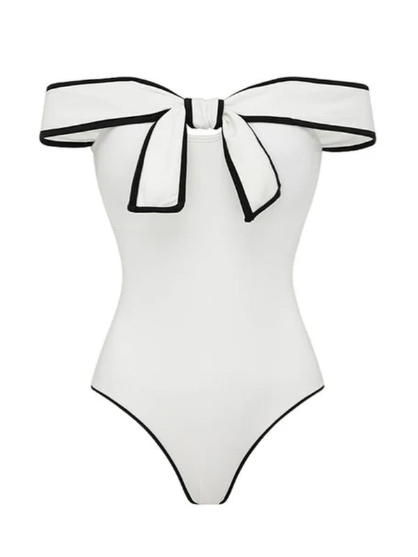 Contris Monokini Swimsuit with Bow and Pareo Skirt Set