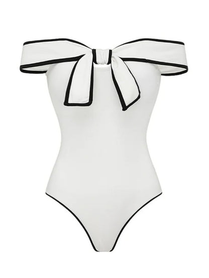 Contris Monokini Swimsuit with Bow and Pareo Skirt Set