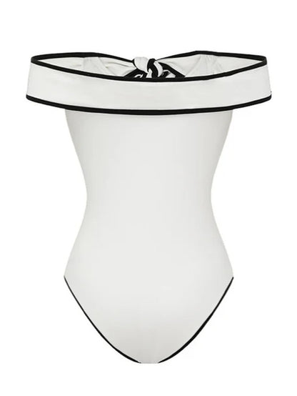Contris Monokini Swimsuit with Bow and Pareo Skirt Set