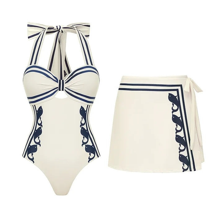 Riviera Wave Monokini with Wrap Skirt Set