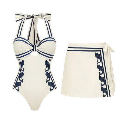 Riviera Wave Monokini with Wrap Skirt Set