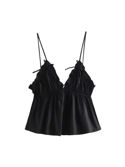 Tied Camisole Ruffle Top