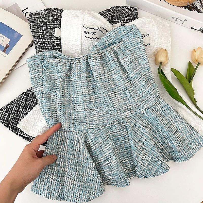 meing peplum tweed tops【新品未使用】 Vintage Orchard Plaid Peplum Top – VICI