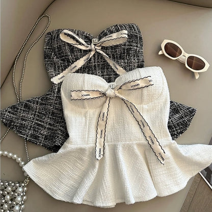 Tweed Peplum Top