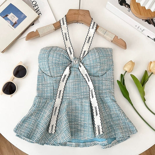 Tweed Peplum Top
