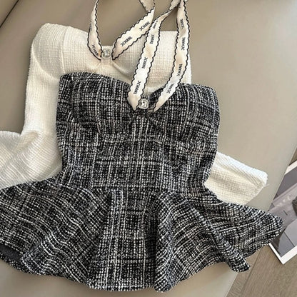 Tweed Peplum Top