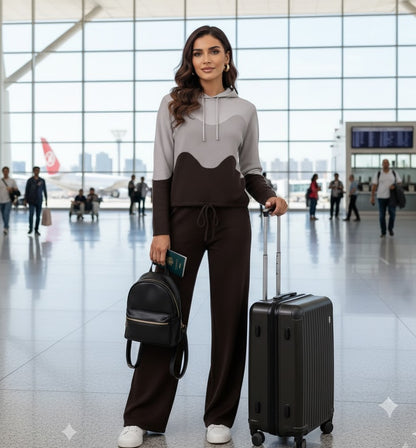 Wavy Knitted Hoodie Coord Set